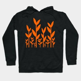 Orange leafy tree plant shoots pattern design Hoodie